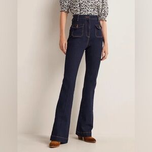 Boden High Waist Flare Trousers Jeans Indigo Blue Size 4P